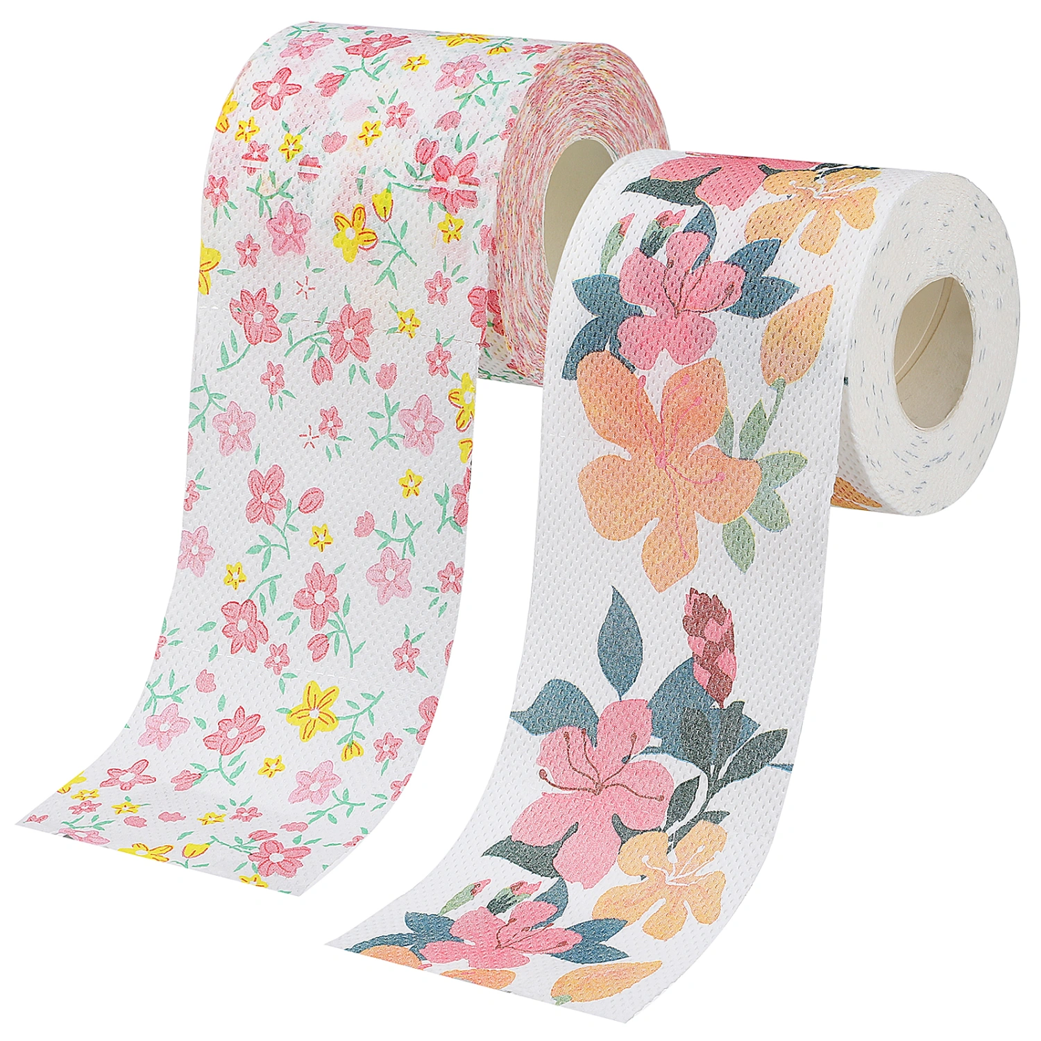 2 Rolls of Floral Printed Toilet Papers Flower Pattern Toilet Tissues Decorative Napkins for Home Office Travel
