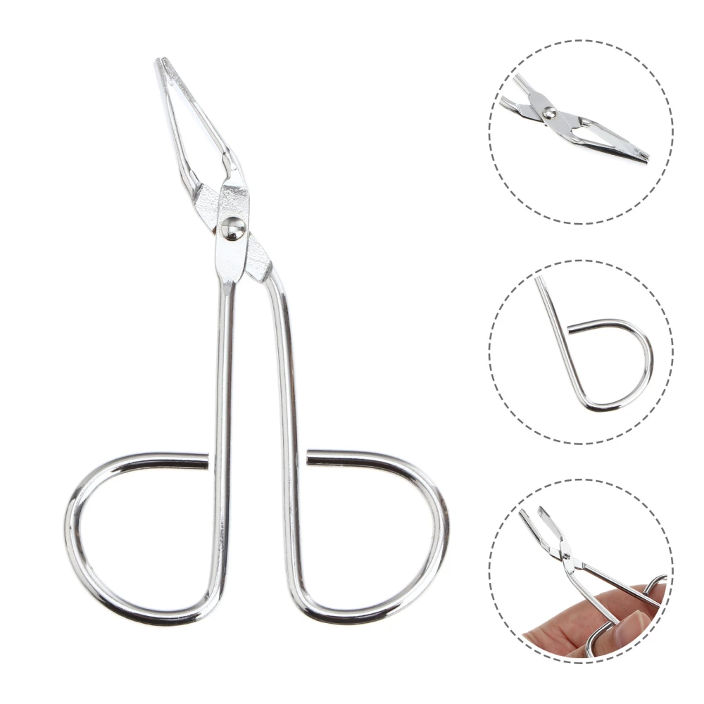 Stainless Steel Scissors Shaped Eyebrow Tweezer Clip (Silver)