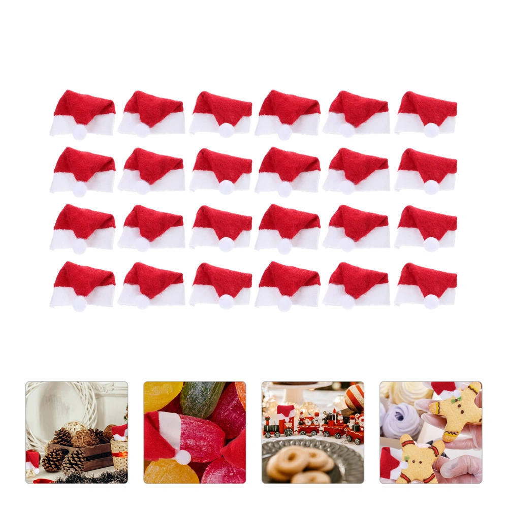 24pcs Lollipop Christmas Hat Small Mini Candy Santa Claus Caps Party Accessories