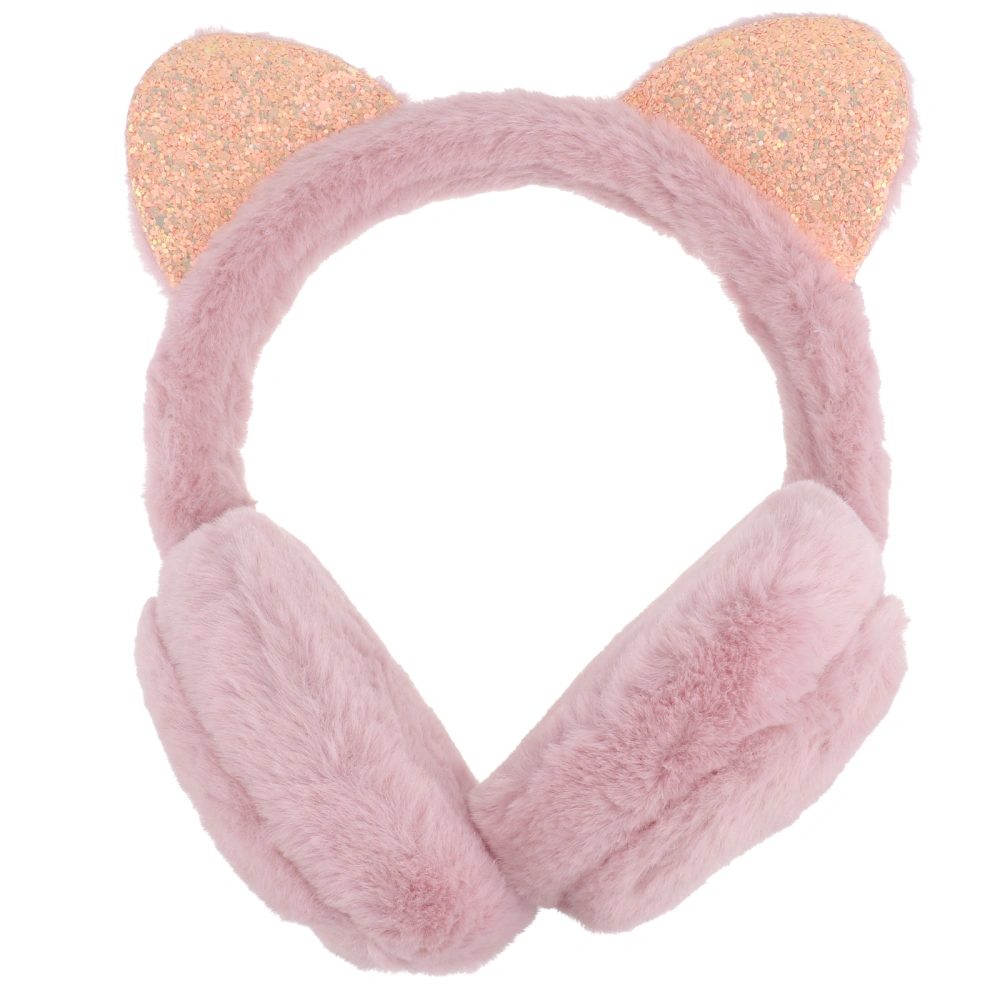 Cat Ears Design Earmuffs Ear Warmer Winter Plush Ear Covers Headwear Winter Accessory for Girl Lady Keep Warm (Dark Pink)