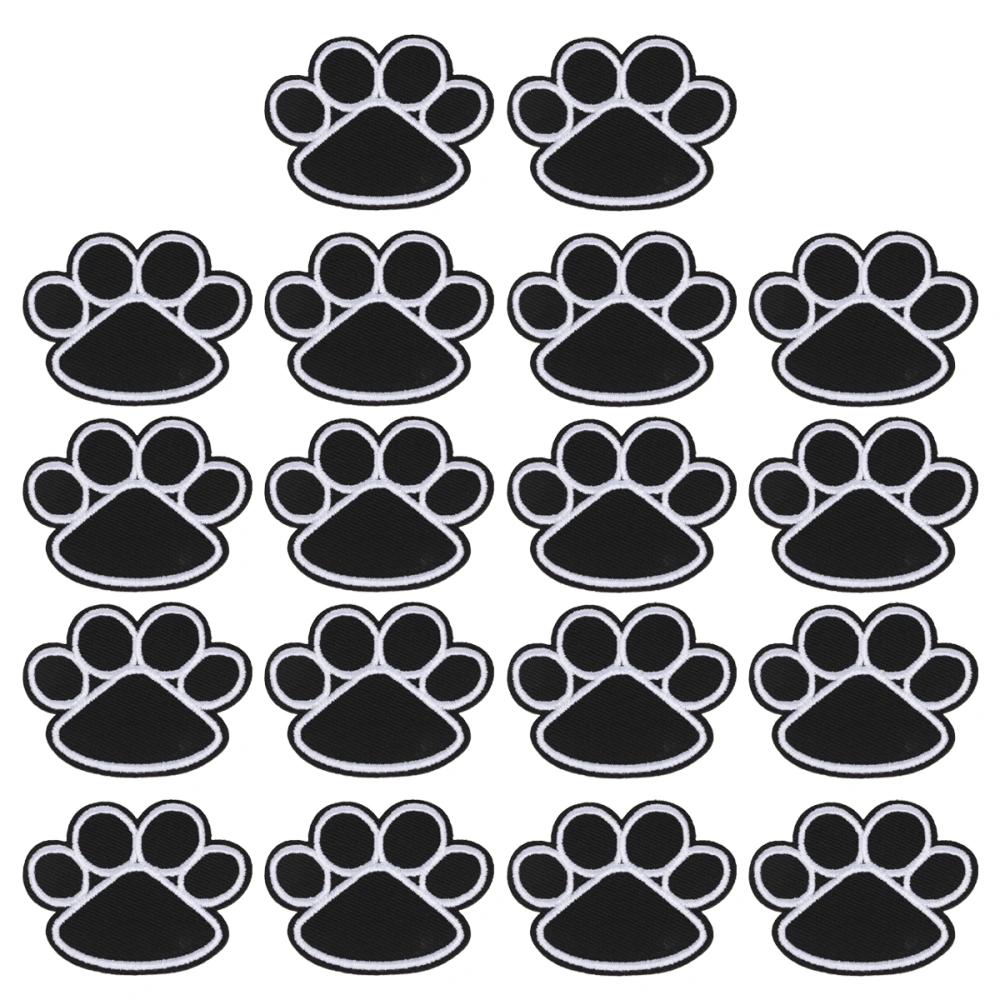 20pcs Dog Paw Puppy Black Paw Iron On Embroidered Patches Appliques Sewing Cloth