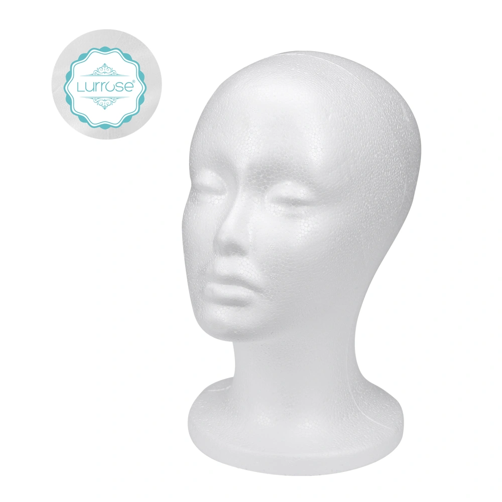 Lurrose Mannequin Head with Female Face Model Display Stand Wig Hats Holder for Home Salon Shop (White)