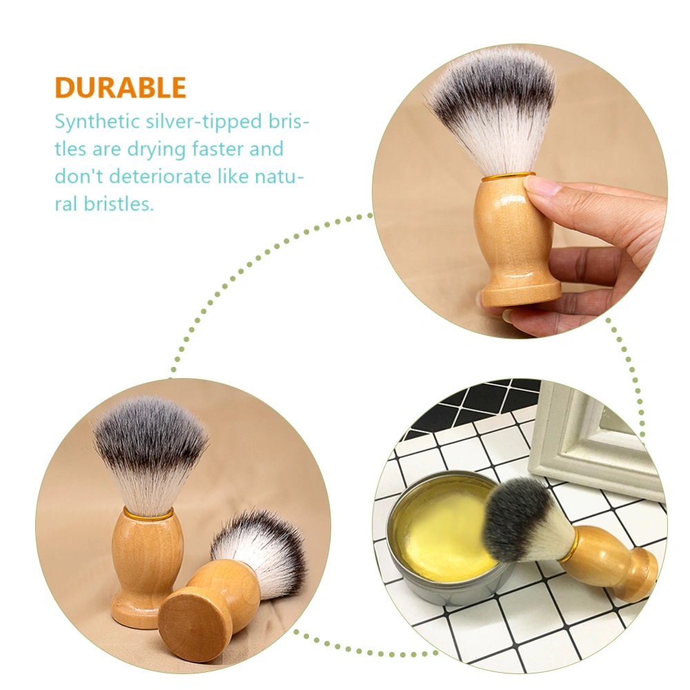 2pcs Shaving Brush Beard Brush Wood Handle Shave Brush Barber Salon Shave Brush