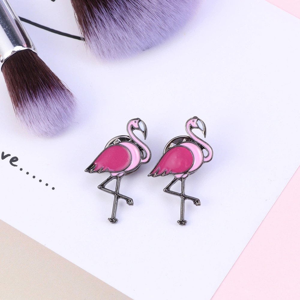 2pcs Lovely Flamingo Brooches Cartoon Lapel Pin Brooch Jewelry Alloy Clothing Accessories