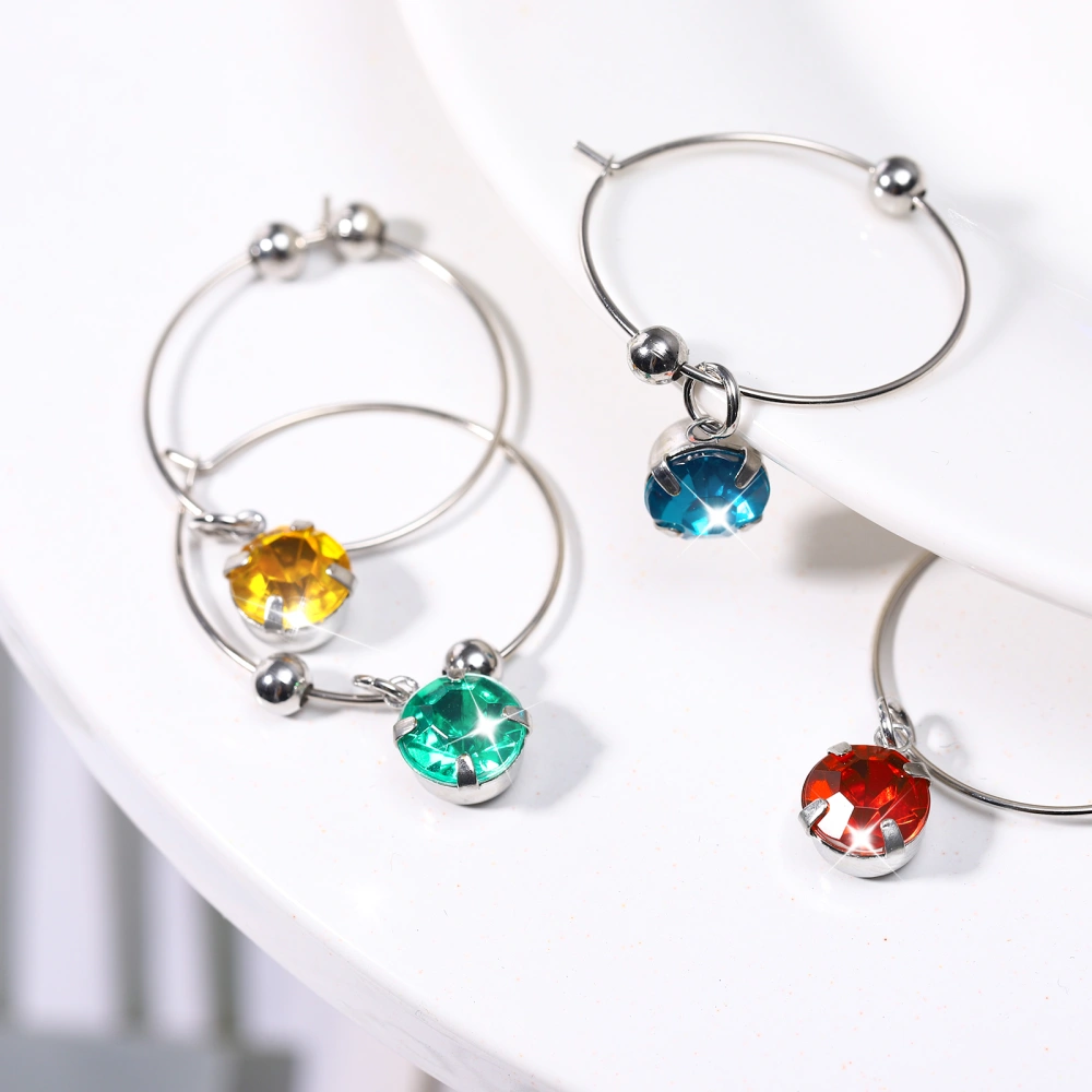 Hemoton 8pcs Colorful Diamonds Wine Glass Hanging Ring Hanging DIY Wine Glass Ring for Restaurant Hotel Bar (Mixed Color)