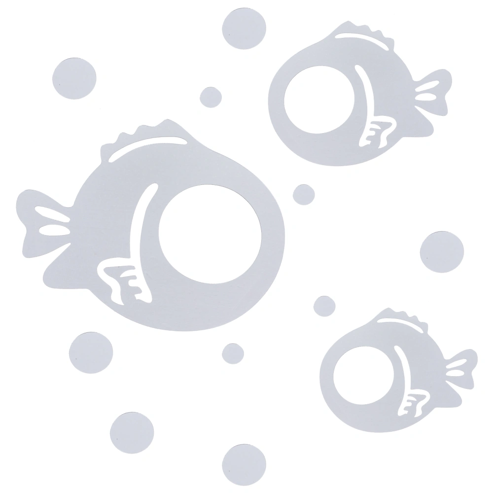 3D Acrylic Wall Sticker Fish and Bubbles Mirror Stickers Wall Decals for Bedroom Living Room Bathroom Decoration(Silver)