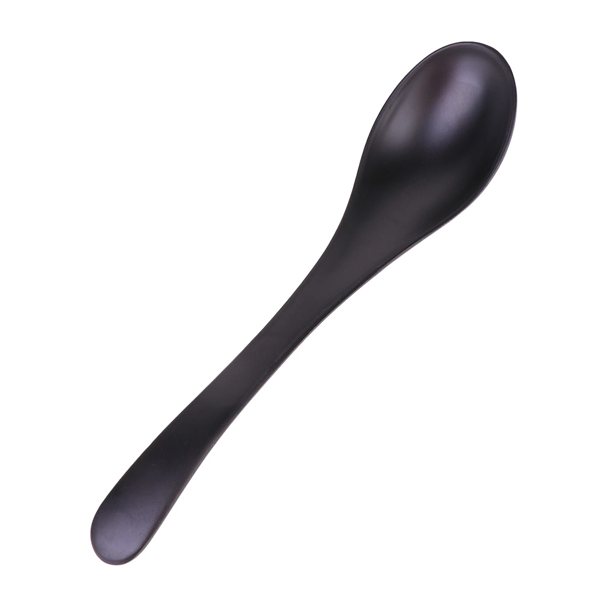 6PCS A5 Melamine Flatware Black Imitation Porcelain Soup Spoon Durable Tableware for Home (YG140155)