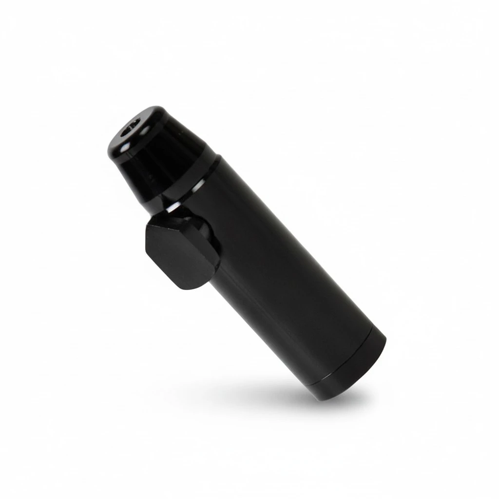 Aluminium Alloy Snuff Dispenser Portable Metal Bullet Nasal Sniffer (Black)