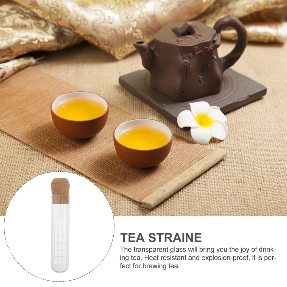 1PC Cork Glass Bottle Transparent Tea Strainer Mini Empty Bottle Tea Infuser Tube Brewing Test Tube for Home Party Office