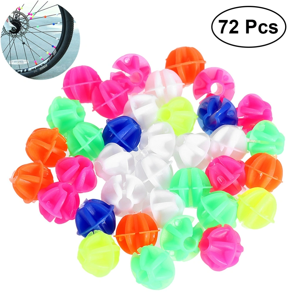 72PCS Round Bike Wheel Spoke Beads Luminous Plastic Clip Spoke Bead Beads Wire Beads Decorations (Mix Color)