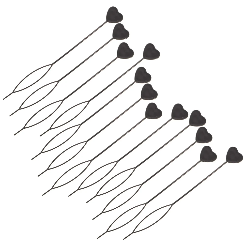 50pcs Heart-shaped Plastic Tail Hair Braid Ponytail Styling Maker Clip Tool Hair Styling Accessories (Black)