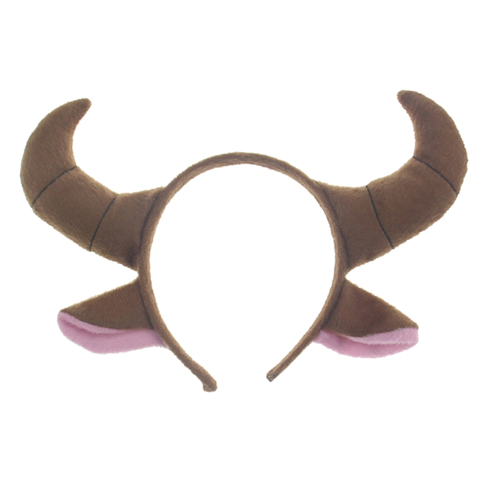 Kids  Ox Horn Shape Animals Ears Headband Party Cosplay Costume Headdress Hair Headpiece (Brown)