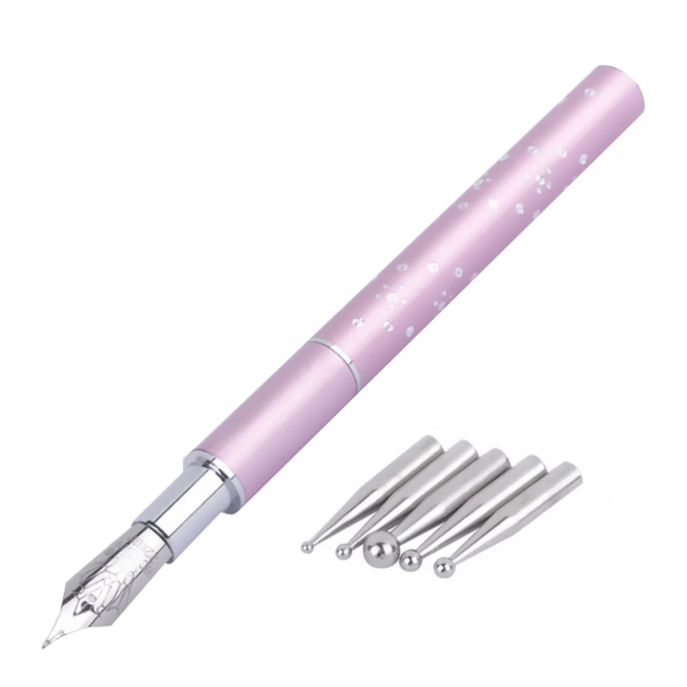 1 Set Nail Art Fountain Pen Brush with Replacement beads painting Accessories Manicures Painting Pens Nail Art Tool Paintbrush Manicure Supplies (Pink)