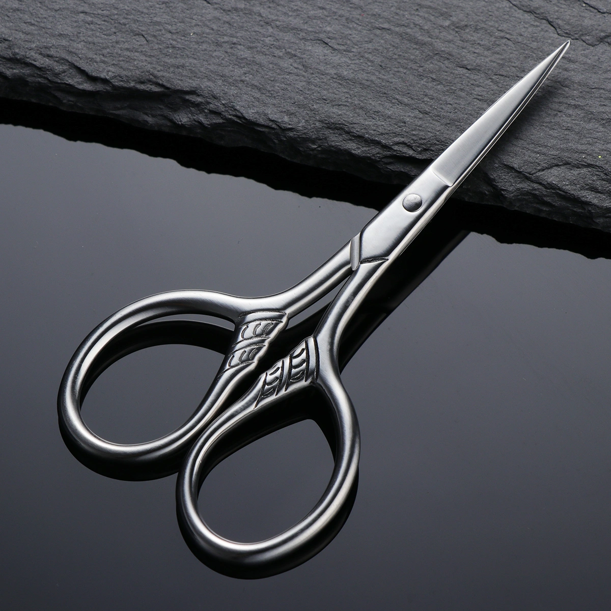 Stainless Steel Mustache Trimming Shear Men Beard Scissors for Facial Body (Silver)