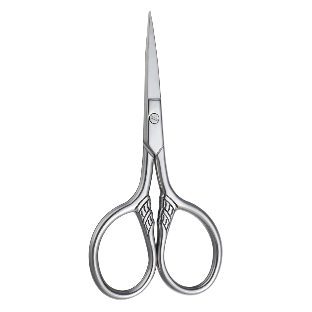 Stainless Steel Mustache Trimming Shear Men Beard Scissors for Facial Body (Silver)