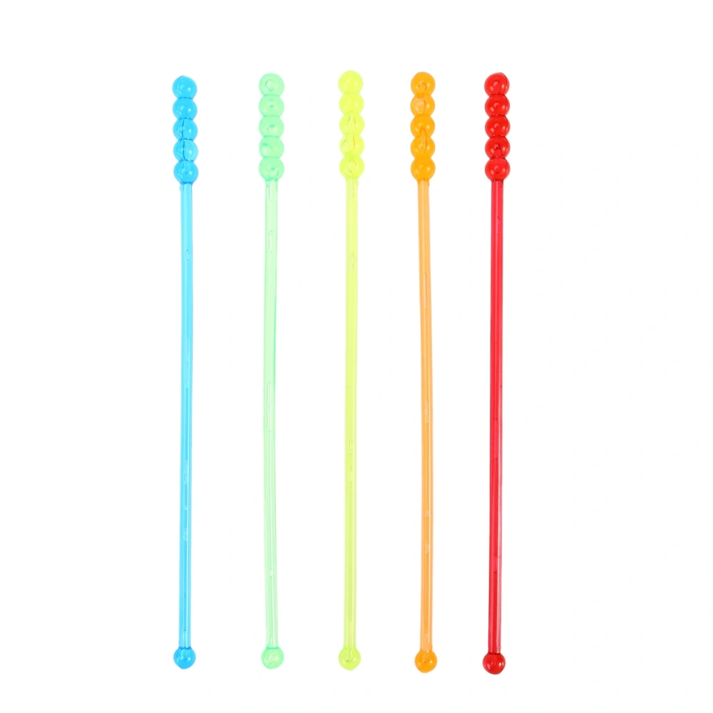 50 Pcs Acrylic Colorful Translucent Round Beads Swizzle Sticks Resuable Beverage Stirrers for Coffee Juice Wine(Random Color)