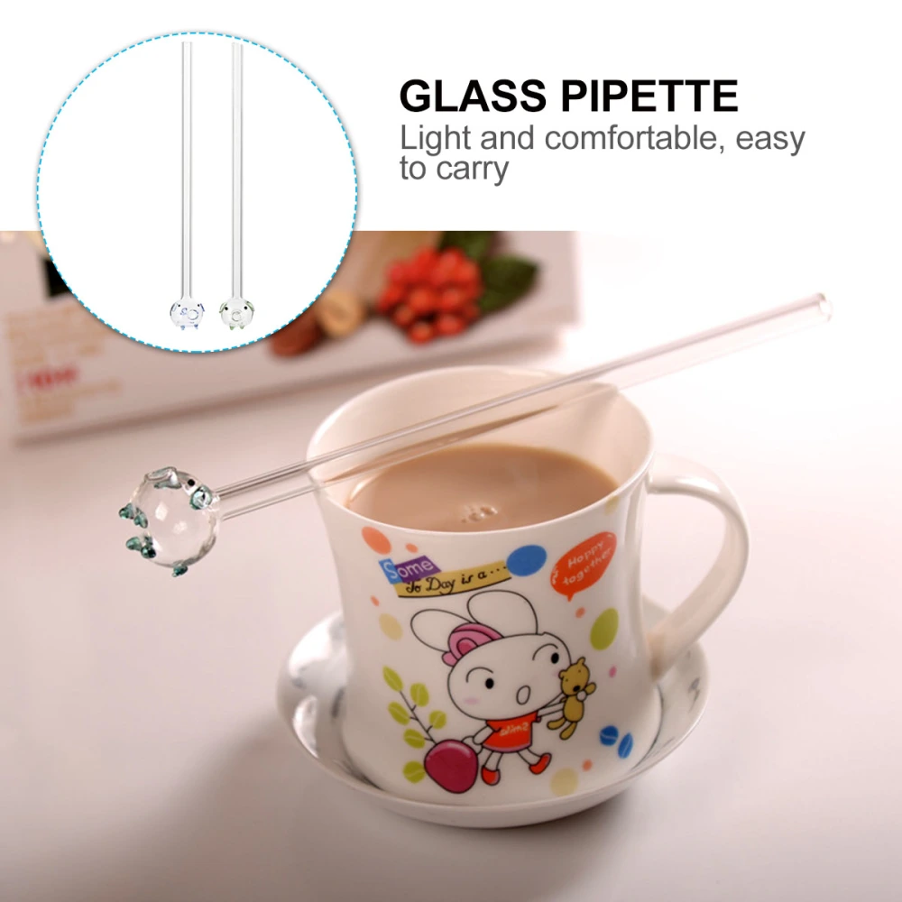 2Pcs Practical Glass Straw Heatproof Glass Straw Environment-friendly Supply