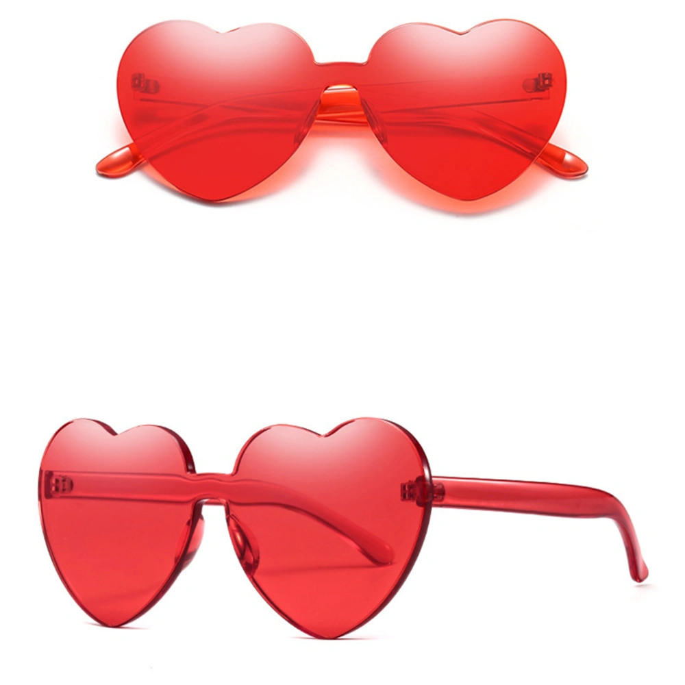 12pcs Rimless Heart Sunglass Plastic Colored Glasses Party Eyewear Cosplay Props (Random Color)