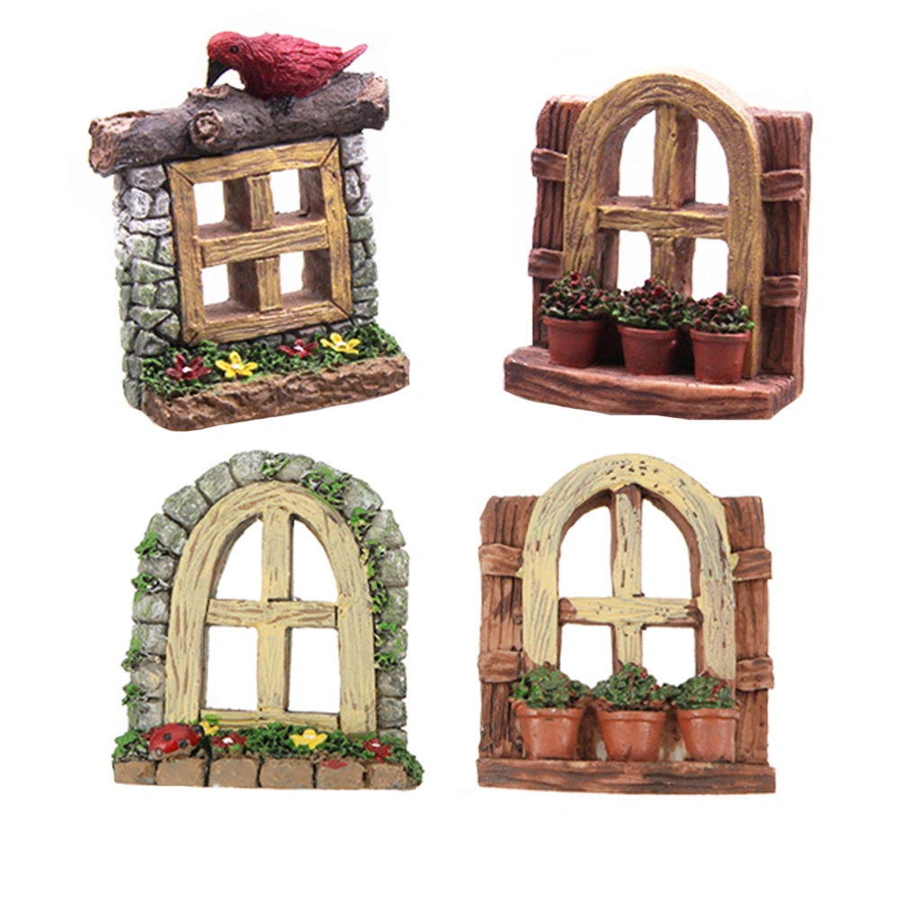 4pcs Creative Landscape Ornament Micro Ornament Lovely Flower Pot Decoration (Random style)