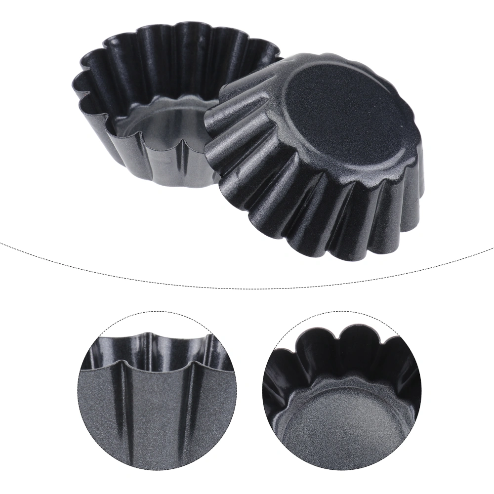 12pcs Non-stick Carbon Steel Mini Tart Pans Flower Reusable Cupcake Muffin Baking Cup Mold