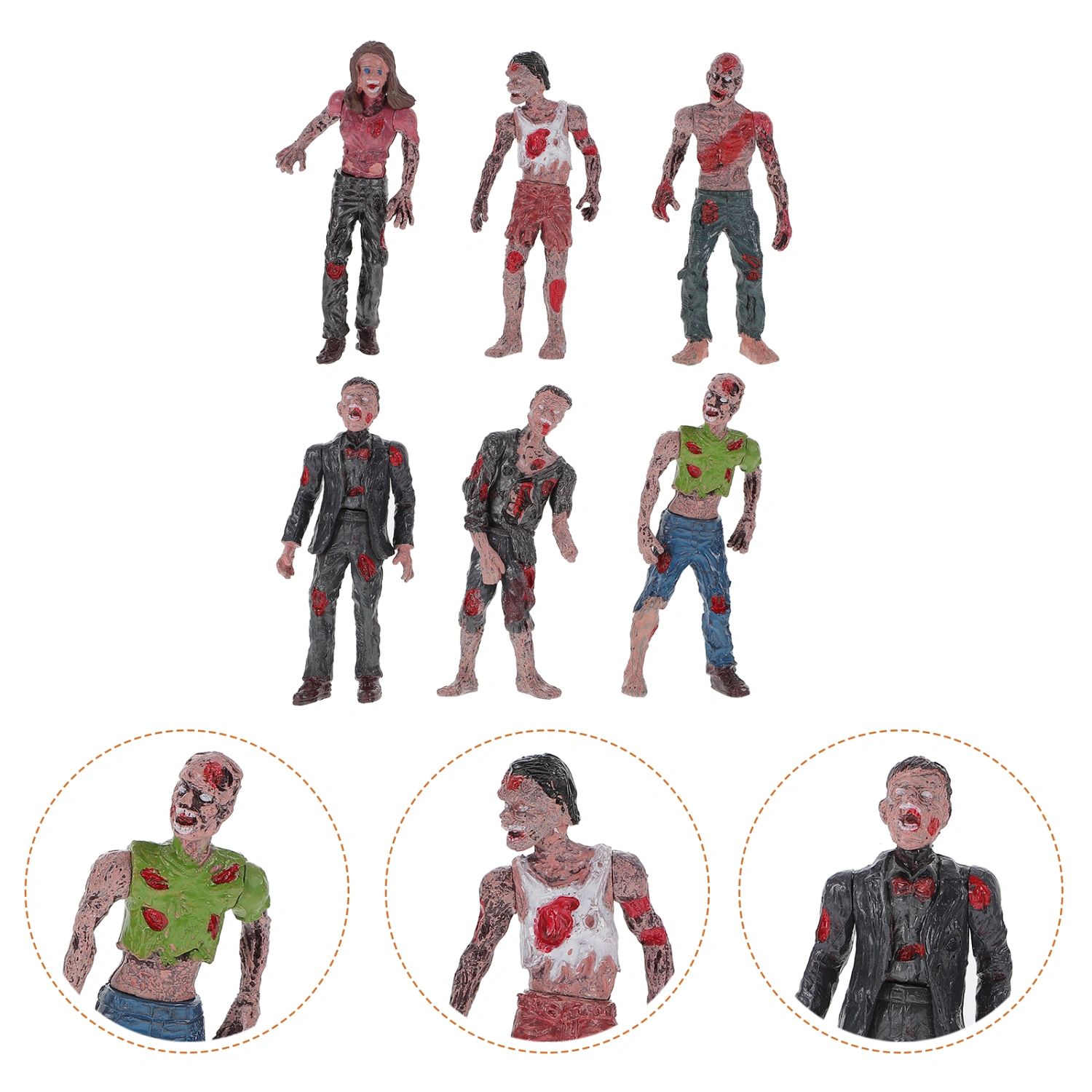 6 PCS Zombie Dolls Static Models Figures Toys for Boys