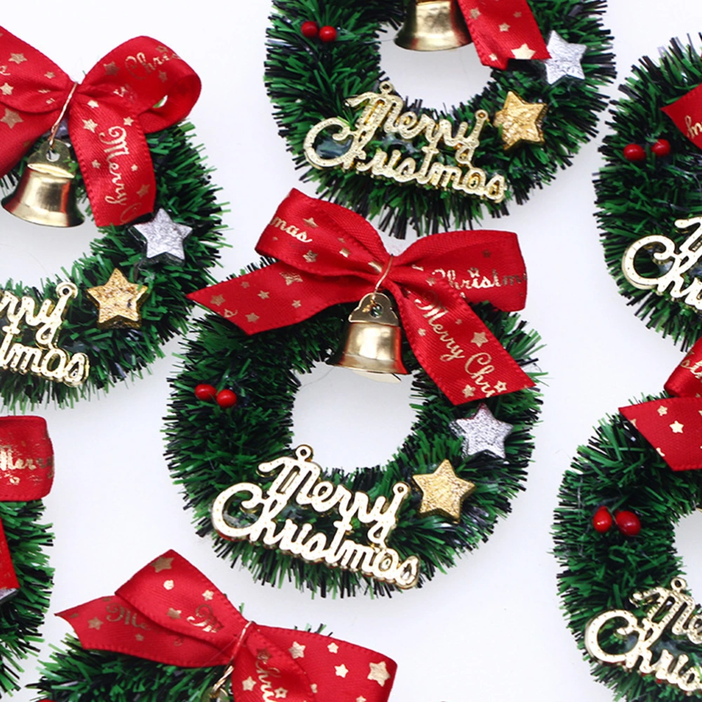 10pcs Mini Christmas Wreath Ornament Wreath Xmas Tree Hanging Mini Wreath