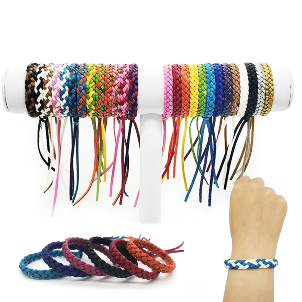 10 PCS Summer Mosquito Repellent Bracelet Mosquito Repellent Leather Woven Wristband Pest Insect Repellent Band Wristbands (Mixed Random Color)