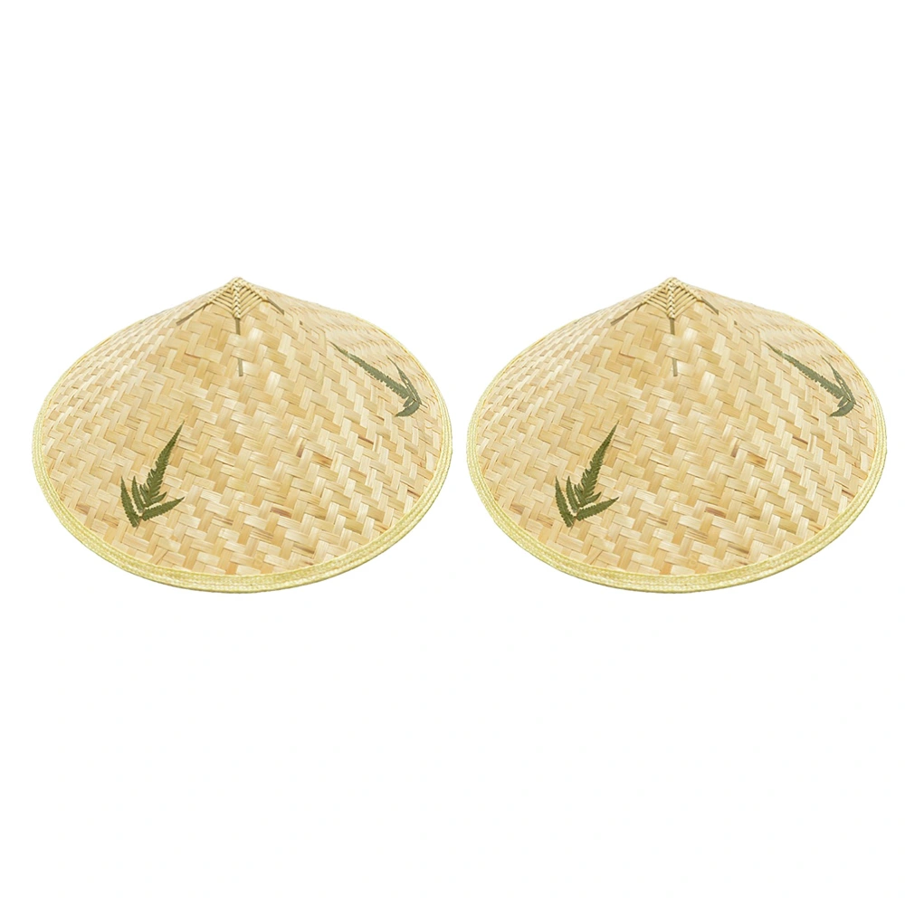 2Pcs Bamboo Woven Straw Hats Decor Creative Handcrafts Photo Props Children Hats