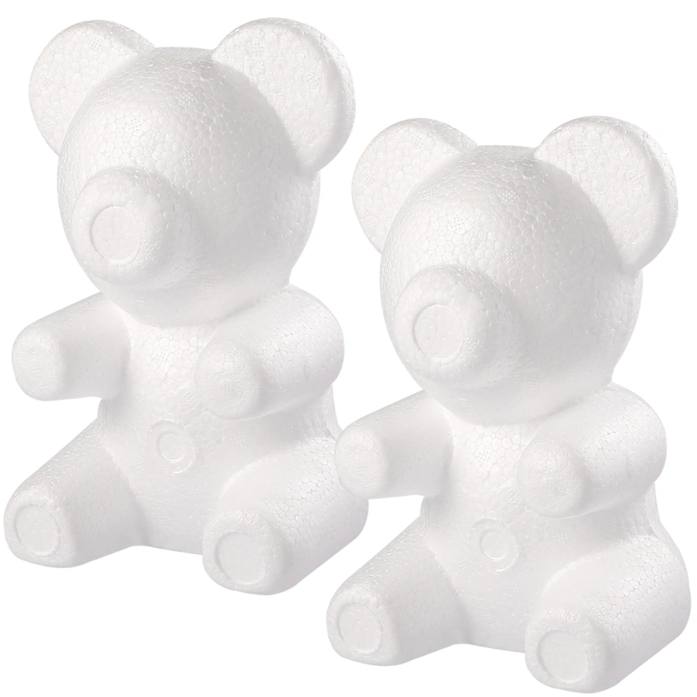 Amosfun 2PCS Modelling Polystyrene  Bear Mould White Craft Balls for DIY Party Decoration Wedding Gift Flower Arranging (Height 20cm/Base Width 13cm)