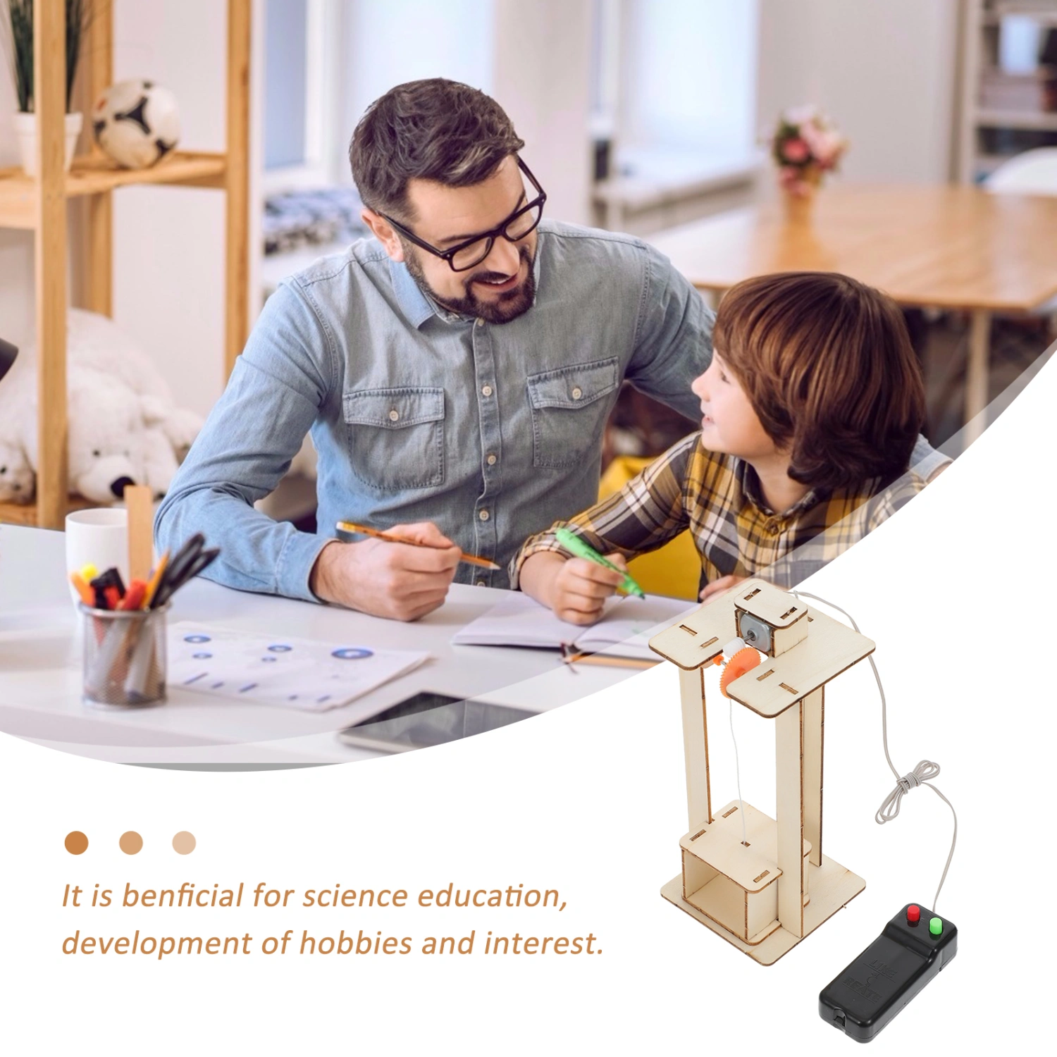 Handwork Elevator Model Toy Diy Elevator Toy Physical Equipment Crane Lifts Elevator Model Educational Lift Toy (Without Battery)
