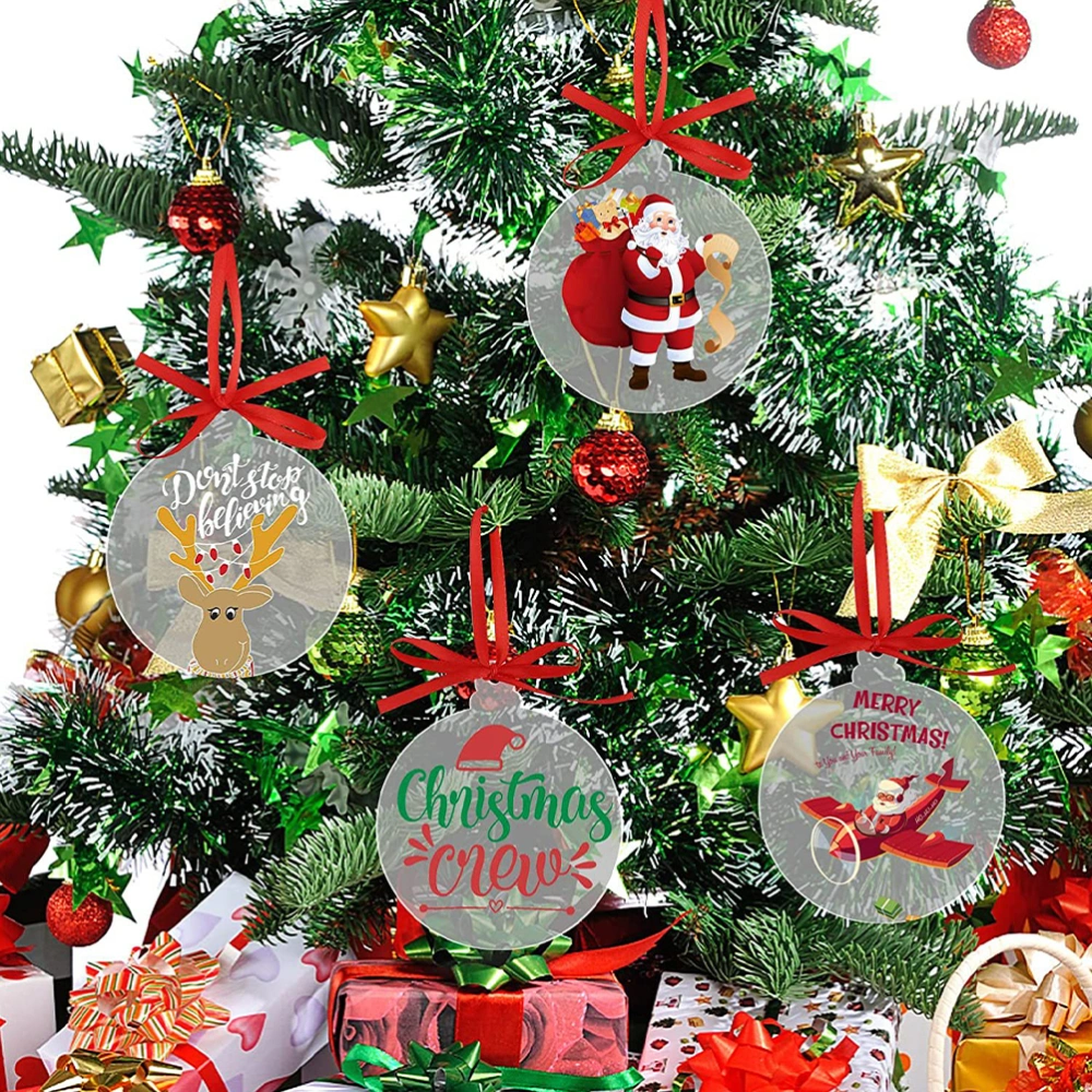 72Pcs Sublimation Christmas Balls Transparent Acrylic Christmas Balls Christmas Tree Decorations