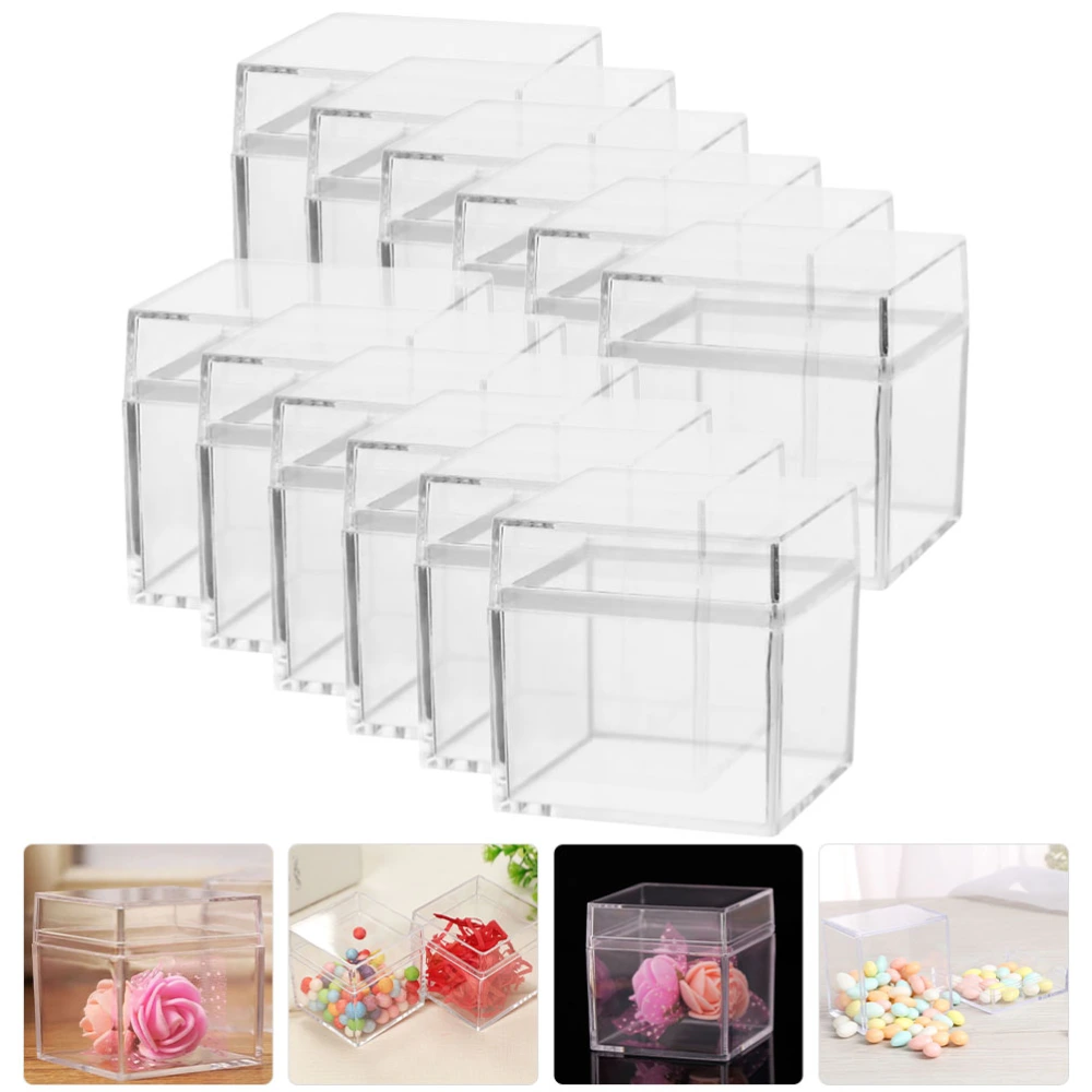 12pcs Square Candy Boxes Candy Cases Clear Candy Holders Candy Packing Boxes