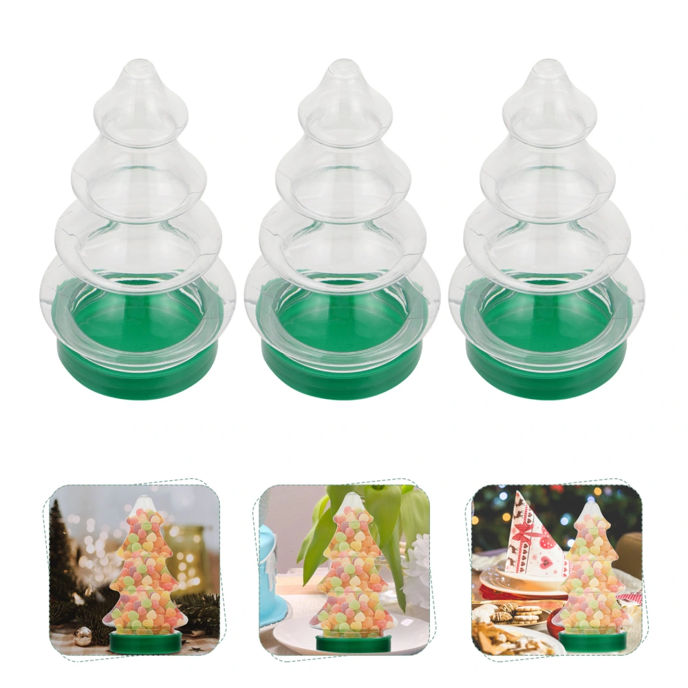 3Pcs Lovely Candy Bottles Christmas Tree Shaped Storage Bottles Wrapping Bottles