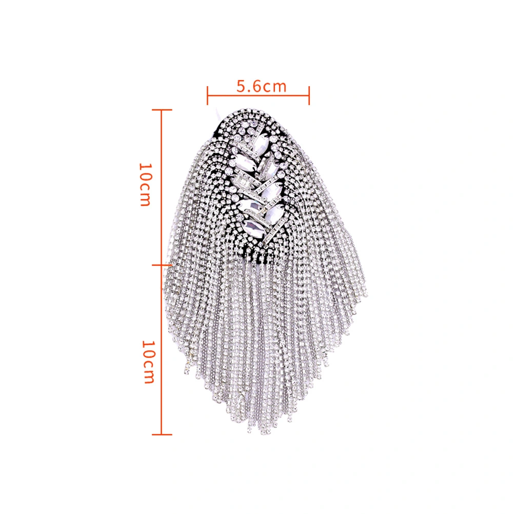 1 Pair Silver Tassel Epaulet Rhinestone Shoulder Board Costume Shoulder Badge Decor Shoulder Mark Fringe Epaulet for Suit