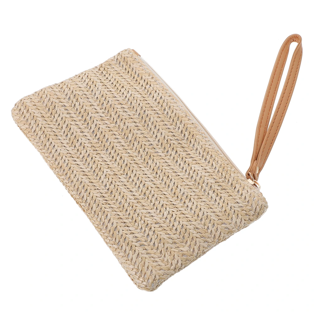 Straw Zipper Clutch Bag Bohemian Wristlet Women Summer Beach Purse and Handbag