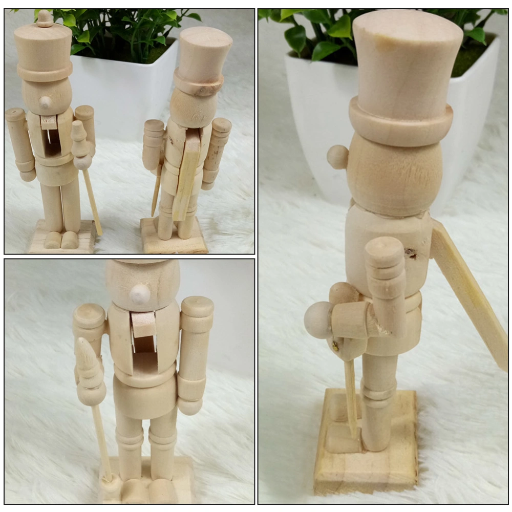 3pcs Christmas Ornaments Wooden Nutcracker Soldier Puppet (Random Pattern)