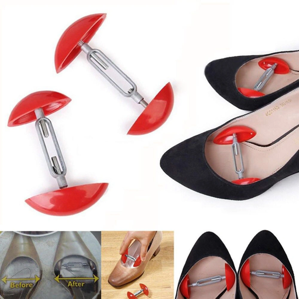 Women's High Heel Leather Shoe Aluminium Adjustable Shoe Stretcher for One Pair(Red)