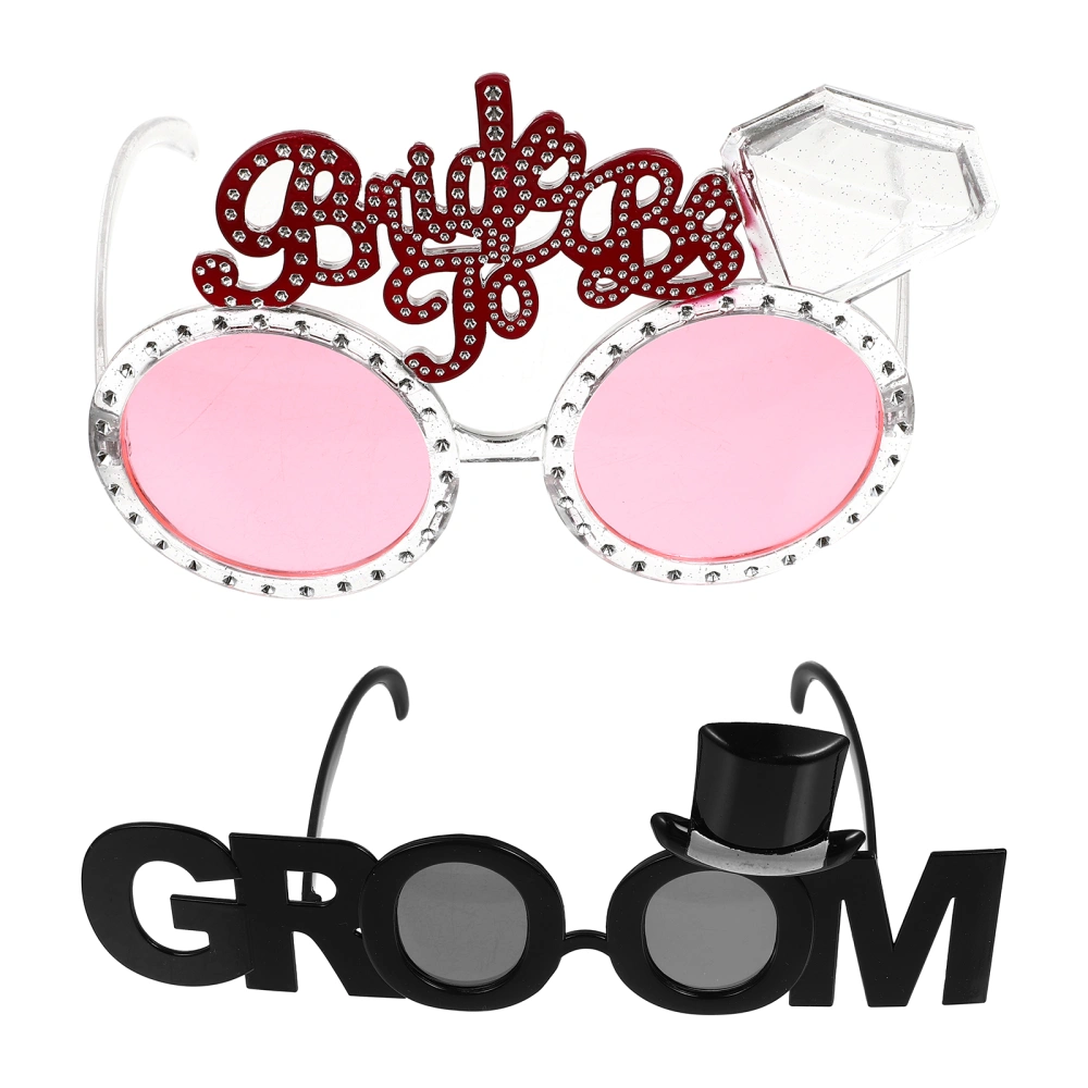 2pcs Decorative Bachelor Party Eyeglasses Groom and Bride Eyeglasses Decoration