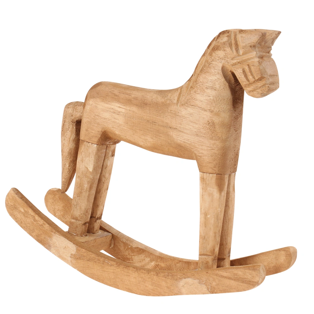 Wooden Rocking Horse Table Decoration Centerpiece Ornament Home Decor Craft Wedding Gift Home Art Furnishing 18x6x18cm