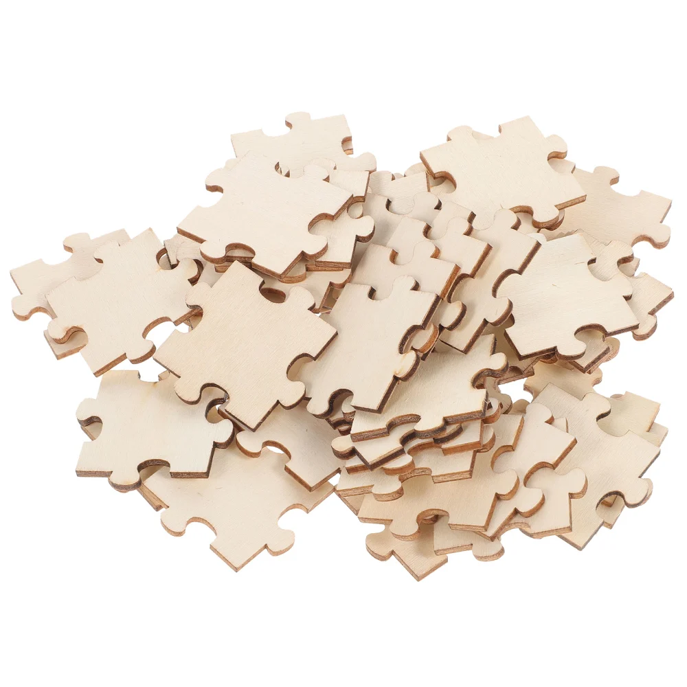 100pcs Blank Puzzle Pieces Unfinished Wood Puzzle Color Your Own Puzzles for Kids