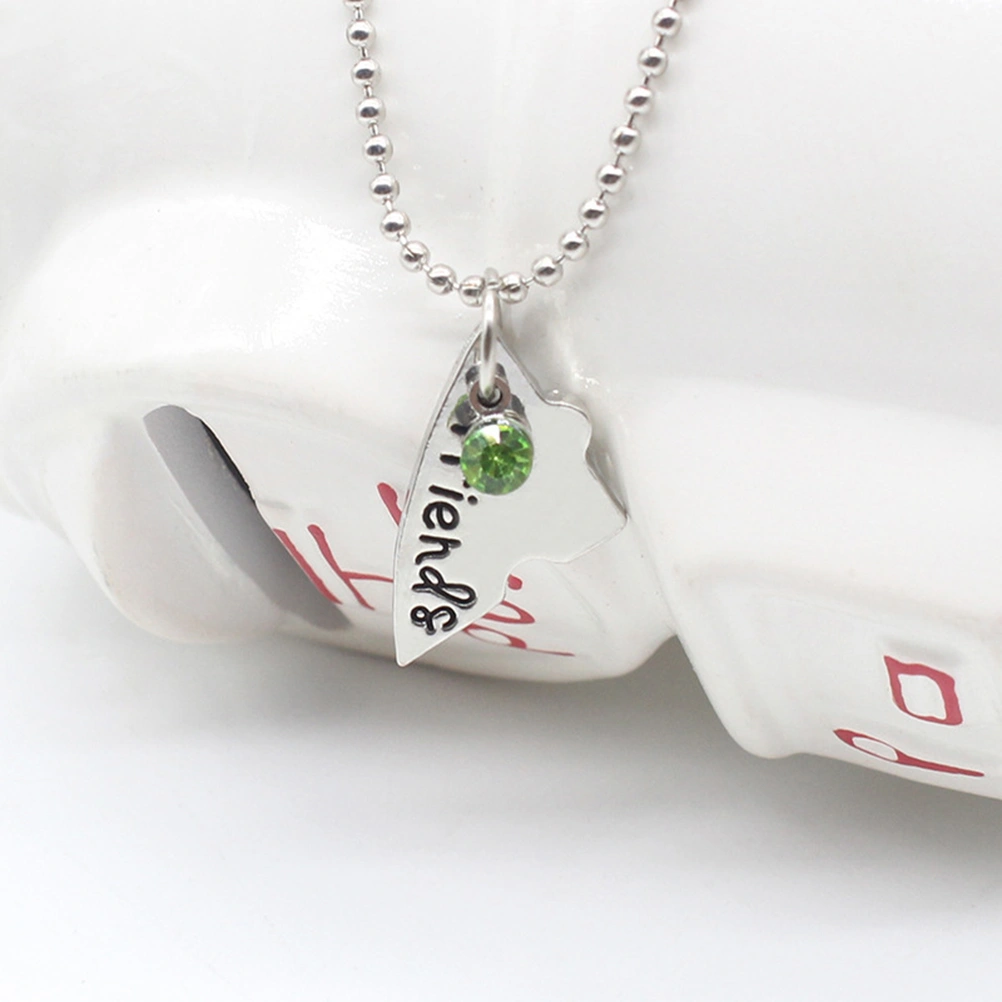 Four Stitching Necklace Love Heart Pendant Fashion Letter Stitching Forever and Ever Necklace Gift (Silver)