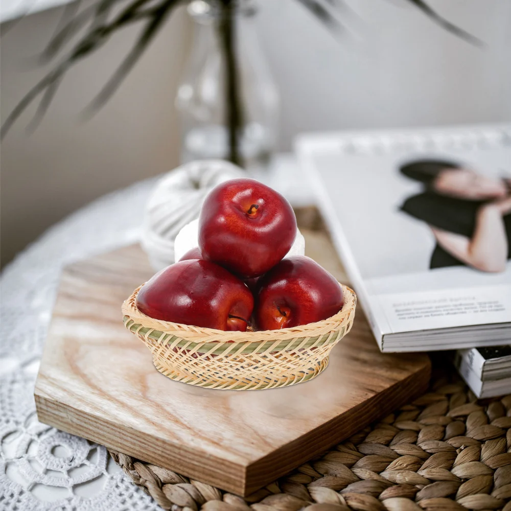 4pcs Lifelike Red Delicious Apples Adornments False Fruits Props (Dark Red)