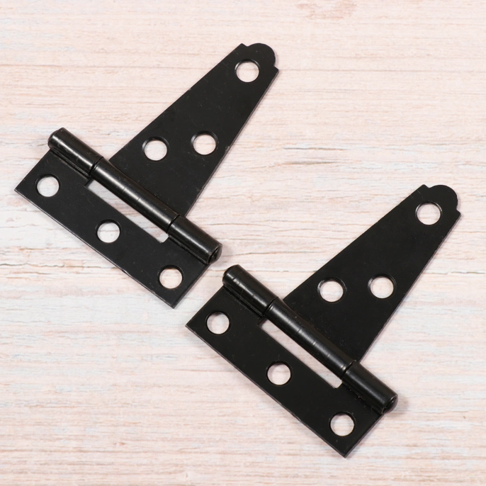 2PCS 2 Inches T Shape Rustproof Iron Light Duty Shed Hinge Gate Strap Hinge Door Gates Hinges (Black)