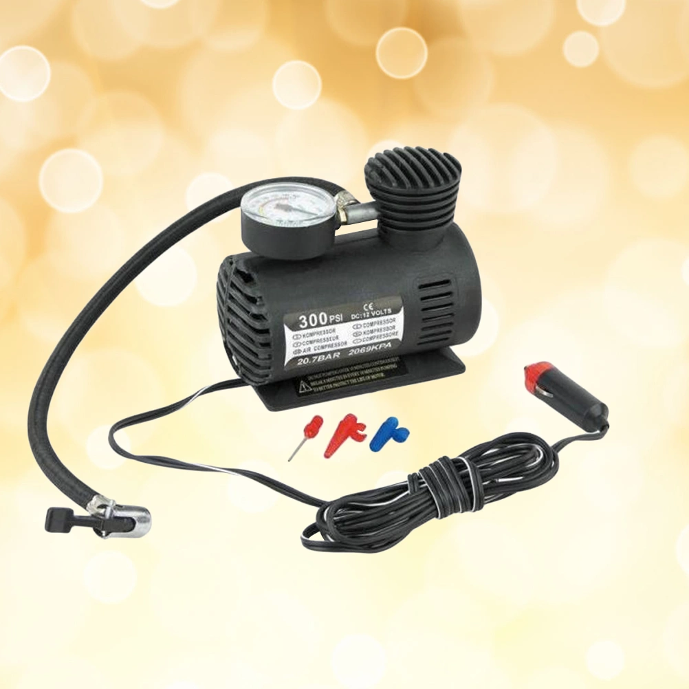 DC 12V 100W Air Compressor Pump Portable Electric Tire Inflator with Pressure Gauge (Black)