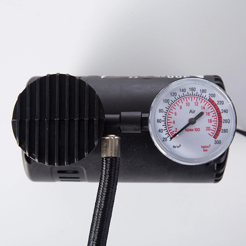 DC 12V 100W Air Compressor Pump Portable Electric Tire Inflator with Pressure Gauge (Black)