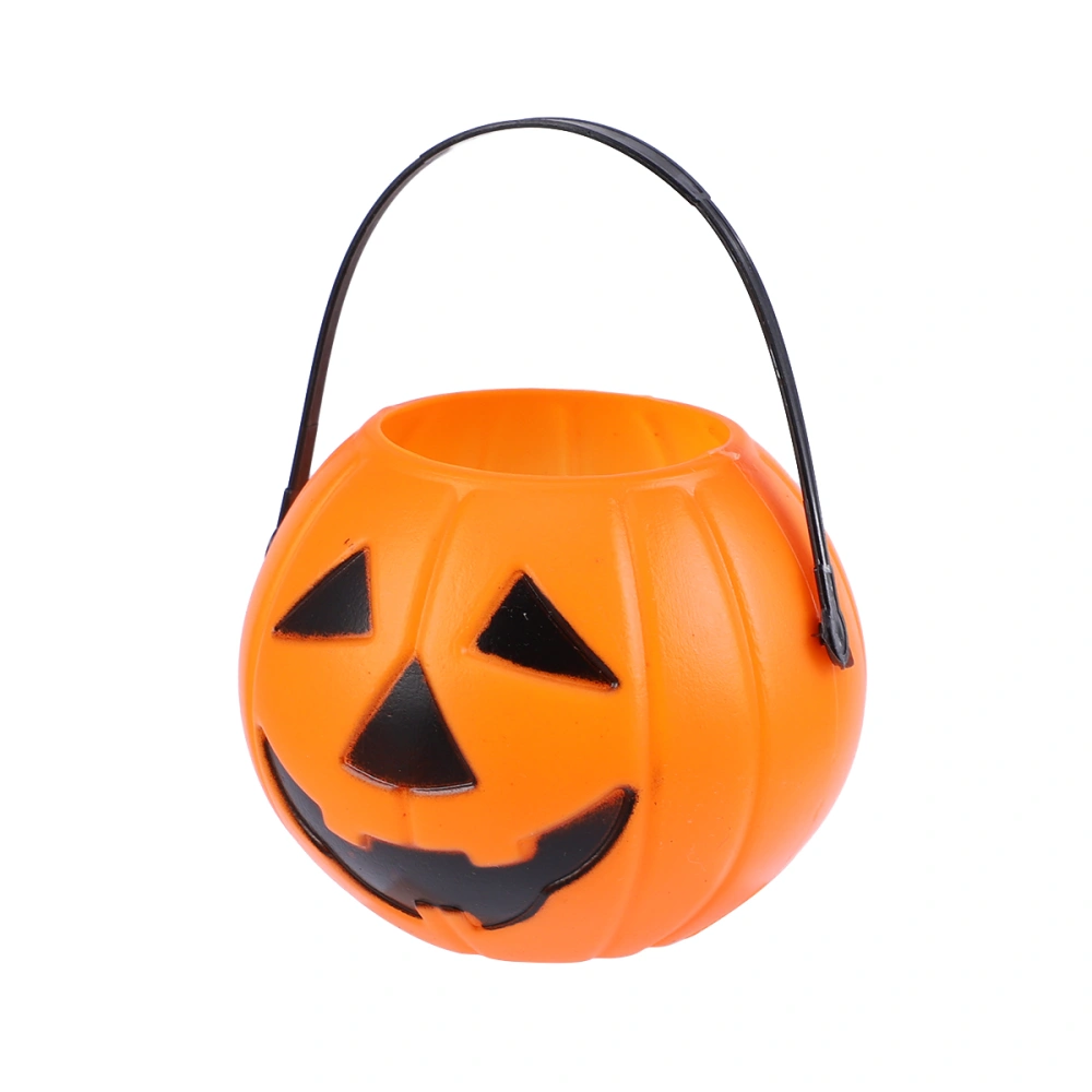 6pcs Halloween Portable Pumpkin Shape Bucket Children Trick or Treat Candy Pail Holder 7cm Small Pumpkin Buckets (Bend Eye Style, Triangular Eye Style, Random Style)