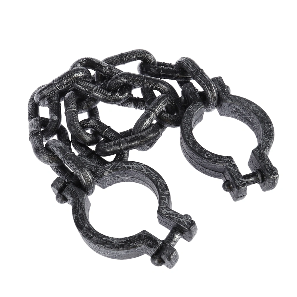 Plastic Wrist Shackles Prison Handcuffs Chain Links for Halloween Cosplay Costume Party Decoration (Black)