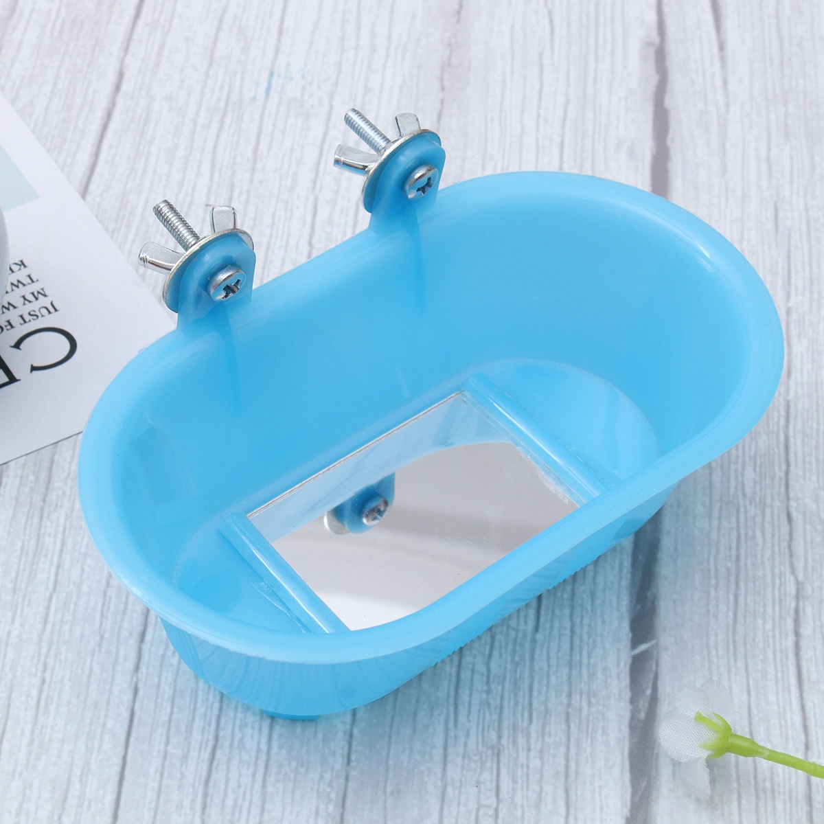 Bathing Tub Toy Parrot Shower Pool Bird Bath Tub Cleaning Tool with Bottom Mirror