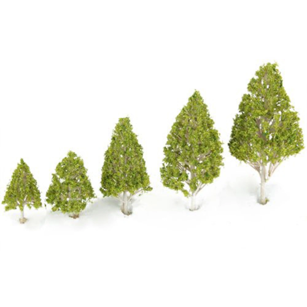 5pcs Novelty Mini Decor White Poplar Model Trees (Light Green Leaves)