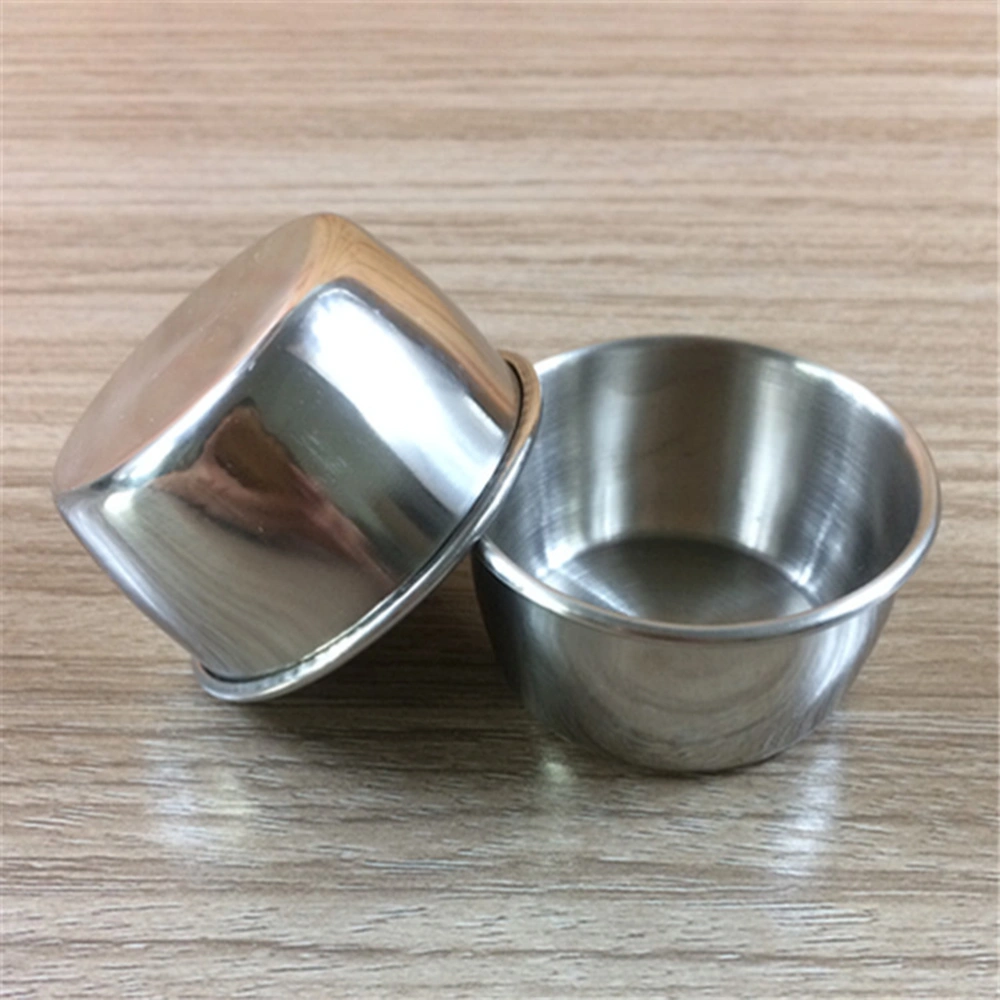 6PCS Stainless Steel Sauce Cups Reusable Tomato Sauce Container Dipping Bowl for Restaurant Home